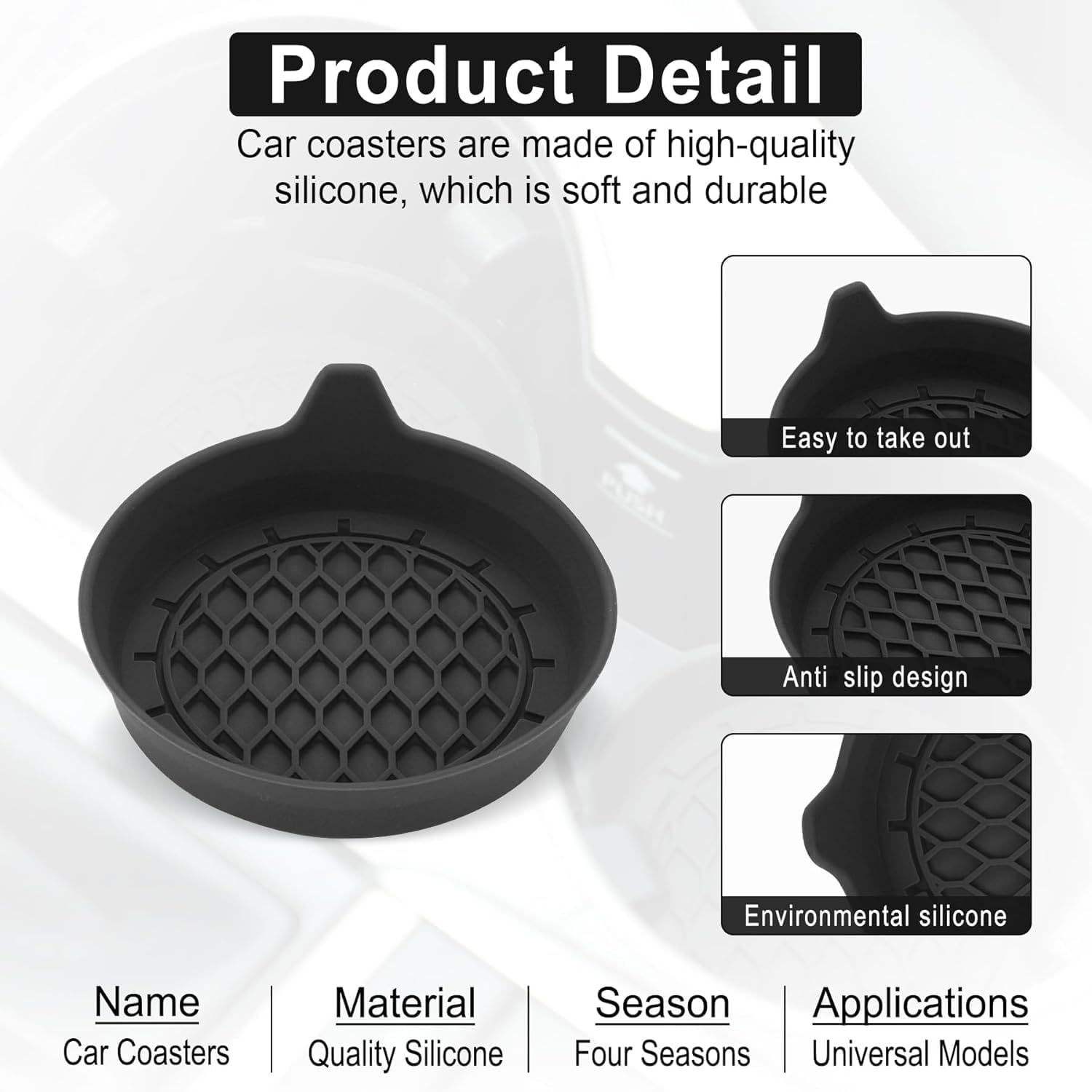 Tacticraft Luxury Car Cup Holder Coaster Silicone Insert - Universal Non-Slip Car Decoration Accesso